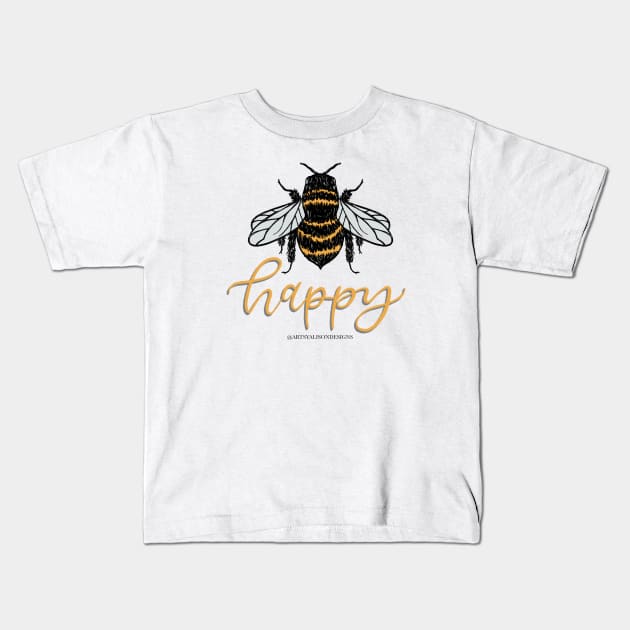 Bee happy Kids T-Shirt by artsyalison